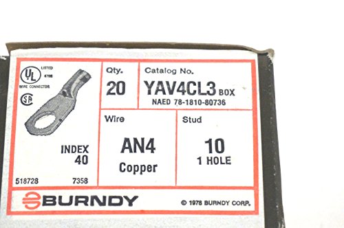 20 New BURNDY YAV4CL3 Copper LUGS