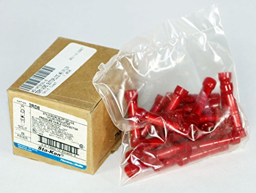 Butt Splice Connector, 8 AWG, Red, PK25