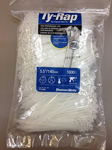 TY24M Cable Tie 30lb 5.5" Natural Nylon with Stainless Steel Locking Device Bulk Pack, Military Specified (MIL-SPEC MS3367-5-9) 1000 Per Bag