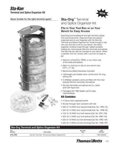 Wire Terminal Kit, Crimp Trminls, 130 Pcs.