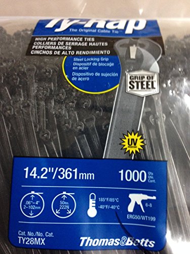 MS3367-2-0 Black Ultraviolet Resistant 14" Cable Tie TY28MX (1000 Per Bag)