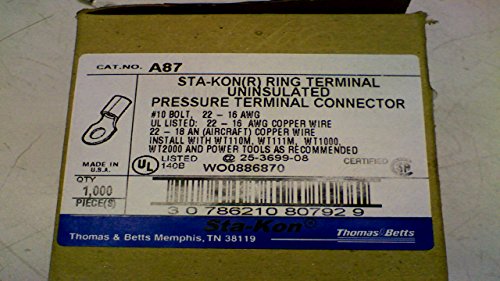 THOMAS AND BETTS A87 STA-KON RING TERMINAL UNINSULATED A87PACK OF 1000