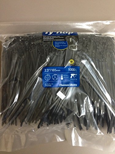 Thomas & Betts TY25MX Cable Tie 50lb 7" Ultraviolet Resistant Black Nylon with Stainless Steel Locking Device Bulk Pack (1000 Pack)