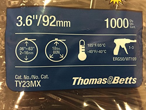 Thomas y Betts TR TY23MX CABLE TIE 18LB 4 "UV BLK (Paquete de 1000)