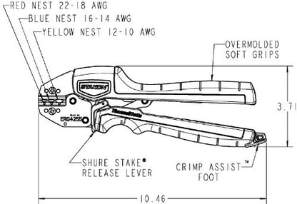 Thomas & Betts ERG4255 Ergonomic Hand Tool for Crimping RA, RB and RC Insulated Heat Shrink Terminals, Splices and Disconnects