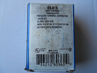 Thomas & Betts Uninsulated pressure Terminal Connector E6-516 for # 6 STR - 20pack